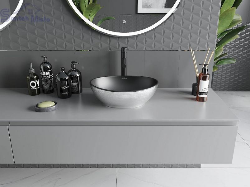 Умывальник (раковина) MEXEN ELZA SILVER BRUSHED BLACK MATT накладной MEX-21014023 фото
