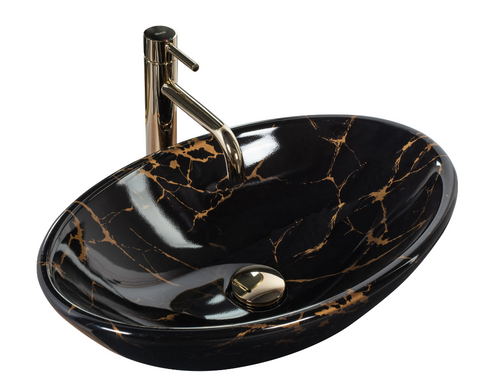 Умывальник (раковина) REA PAMELA BLACK MARBLE SHINY накладной REA-U5067 фото