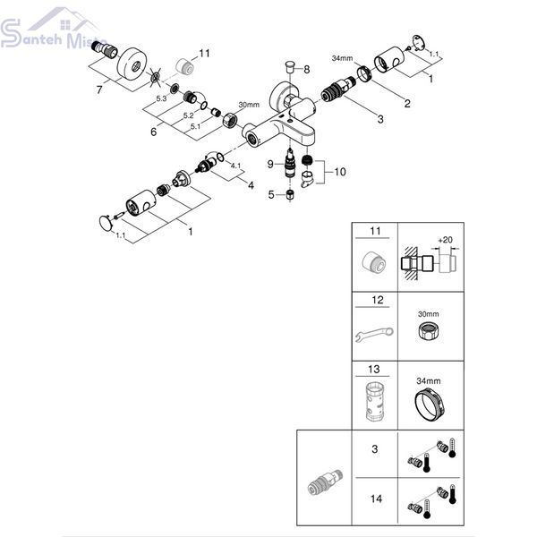 Смеситель термостатический для ванны Grohe QuickFix Precision Get 34774000 CV033581 фото