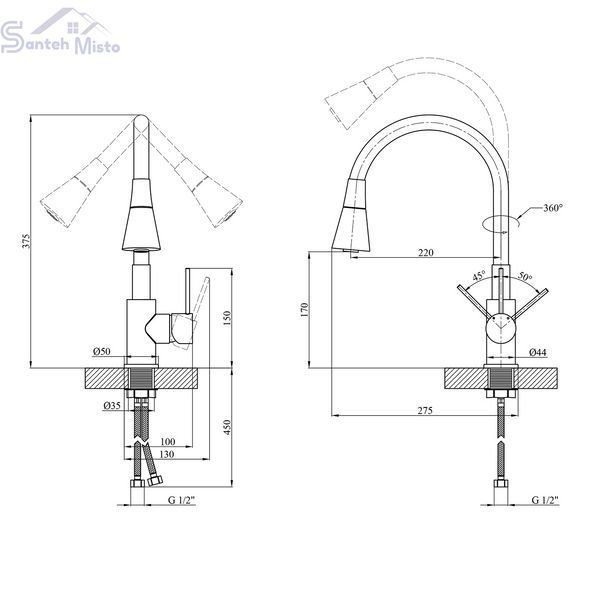 Смеситель для кухни Kroner KRP K&uuml;che - C031GRA CV024336 фото