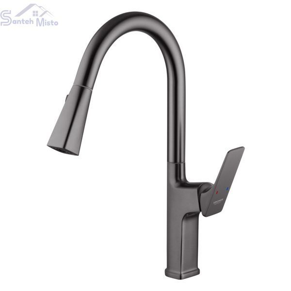 Комплект кухонної мийки Kraft HM 50х50 NANO BLACK (DECOR) PVD (3.0/1.0 мм) SМ610477 фото