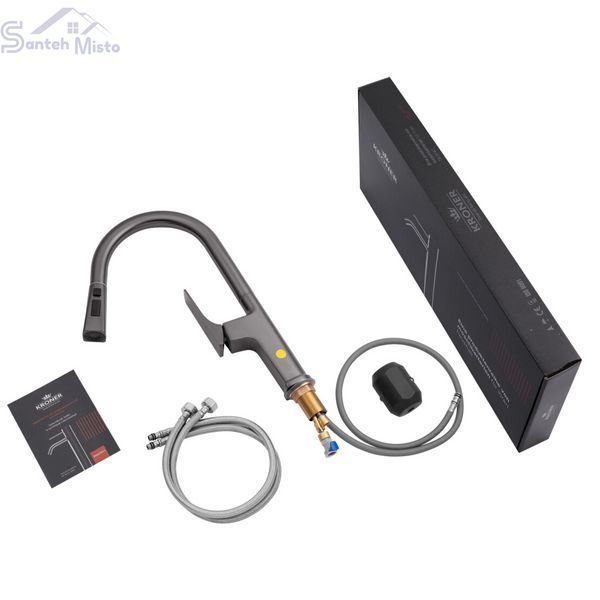 Комплект кухонної мийки Kraft HM 50х50 NANO BLACK (DECOR) PVD (3.0/1.0 мм) SМ610477 фото