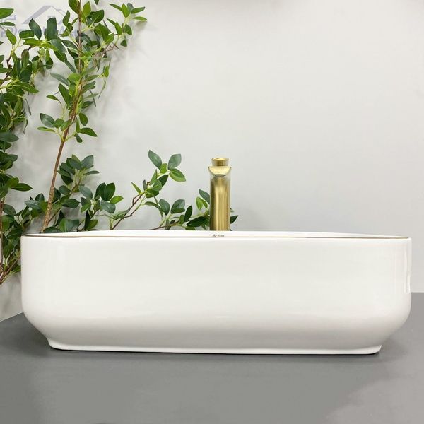 Умывальник (раковина) VBI PALERMO WHITE GOLD EDGE накладной VBI-012308 фото