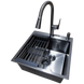 Комплект кухонної мийки Kraft HM 50х50 NANO BLACK (DECOR) PVD (3.0/1.0 мм) SМ610477 фото 4