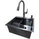Комплект кухонної мийки Kraft HM 50х50 NANO BLACK (DECOR) PVD (3.0/1.0 мм) SМ610477 фото 3