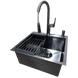 Комплект кухонної мийки Kraft HM 50х50 NANO BLACK (DECOR) PVD (3.0/1.0 мм) SМ610477 фото 5
