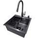 Комплект кухонної мийки Kraft HM 50х50 NANO BLACK PVD (3.0/1.0 мм) DEKOR SМ7014 фото 2
