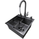 Комплект кухонної мийки Kraft HM 50х50 NANO BLACK PVD (3.0/1.0 мм) DEKOR SМ7014 фото 8