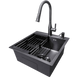Комплект кухонної мийки Kraft HM 50х50 NANO BLACK PVD (3.0/1.0 мм) DEKOR SМ7014 фото 4