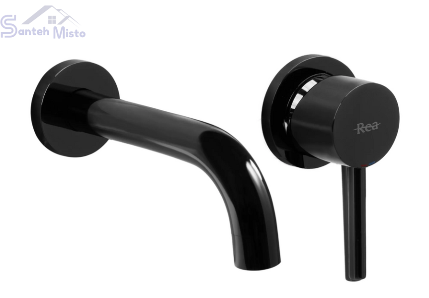 Смеситель для раковины (умывальника) REA LUNGO BLACK GLOSSY + BOX скрытого монтажа * REA-B4421 фото