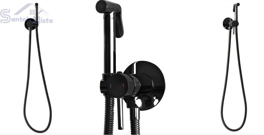 Набор гигиенического душа REA LOOP BLACK GLOSSY черный * REA-B5656 фото