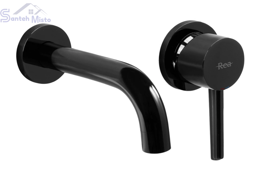 Смеситель для раковины (умывальника) REA LUNGO BLACK GLOSSY + BOX скрытого монтажа * REA-B4421 фото