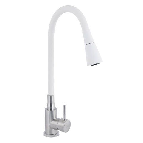 Змішувач для кухні Lidz Aria 015F31 з гнучким виливом (k35) LDARI015F31WNK36981 White / Nickel SD00043084 фото