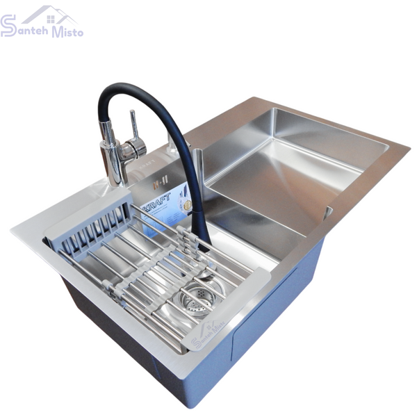 Комплект кухонної мийки Kraft Handmade HS R 780х480 (3.0/1.0 мм) SM3864 фото