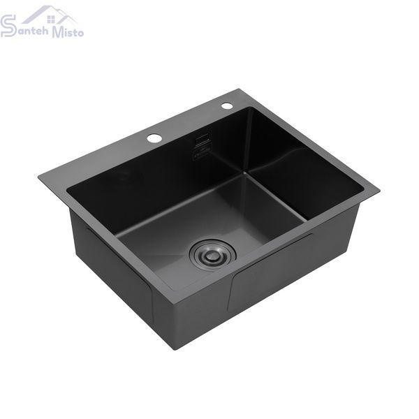 Кухонна мийка Kroner KRP Schwarze - 6050HM PVD (3.0/1.0 мм) CV025260 фото