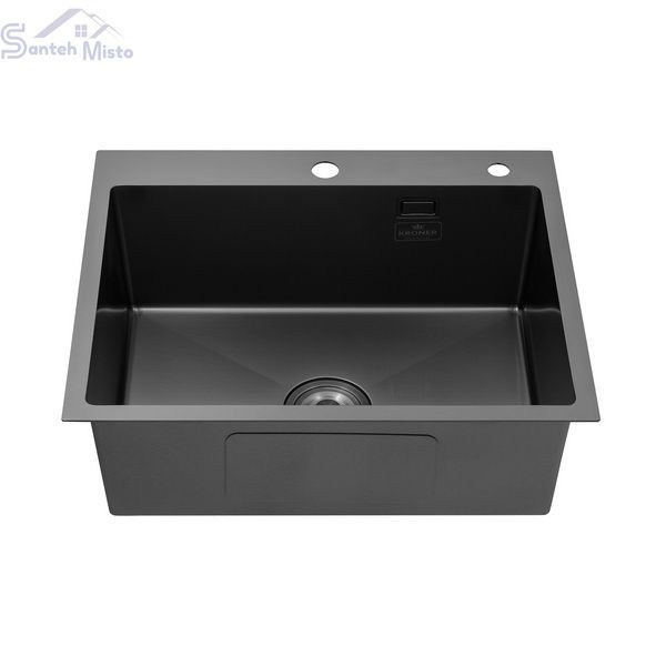 Кухонна мийка Kroner KRP Schwarze - 6050HM PVD (3.0/1.0 мм) CV025260 фото