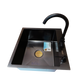 Комплект кухонной мойки Kraft HM 50х50 NANO BLACK (DECOR) PVD (3.0/1.0 мм) SМ040 фото 3