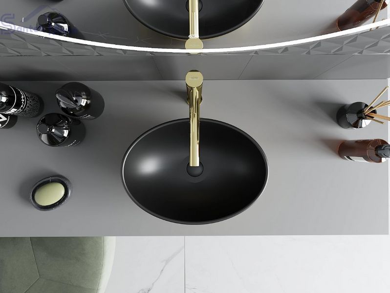 Умивальник (раковина) MEXEN ELZA GOLD BLACK MATT накладний MEX-21014026 фото
