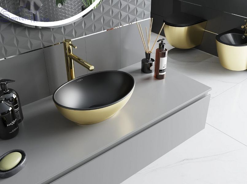 Умивальник (раковина) MEXEN ELZA GOLD BLACK MATT накладний MEX-21014026 фото