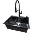 Комплект кухонної мийки Kraft NANO BLACK PVD HS 540*480мм Декор (3.0/1.0 мм)+Змішувач для кухні Kroner KRP Ersel - SCH03112BLK SM2950 фото