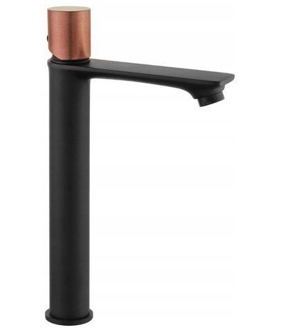 Змішувач для раковини (умивальника) MEXEN ROYO ONE BLACK ROSE GOLD високий MEX-72211-76 фото
