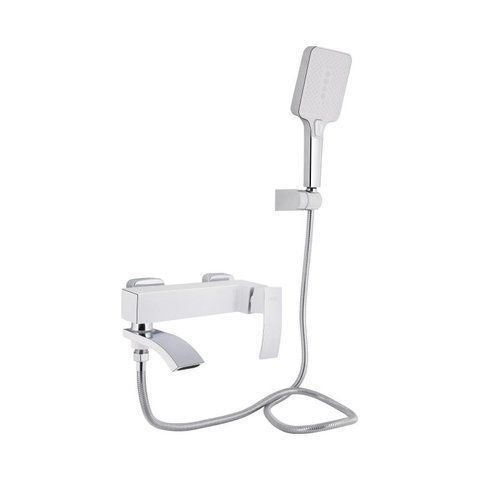 Змішувач для ванни Qtap Swan Cascada з поворотним виливом (з душовим гарнітуром) QTSWA260CRW45569 Chrome/White SD00051693 фото