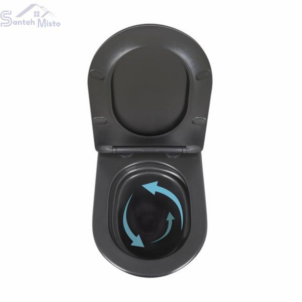 Унітаз підвісний Qtap Robin New Ultra Quiet безобідковий з сидінням Soft-close MATT BLACK QT13332381АSMB SD00052574 фото