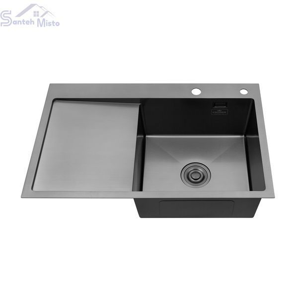 Комплект кухонной мойки Kroner KRP Schwarze - 7849RHM PVD Графит SM026609 фото