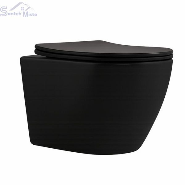 Унітаз підвісний Qtap Robin New Ultra Quiet безобідковий з сидінням Soft-close MATT BLACK QT13332381АSMB SD00052574 фото