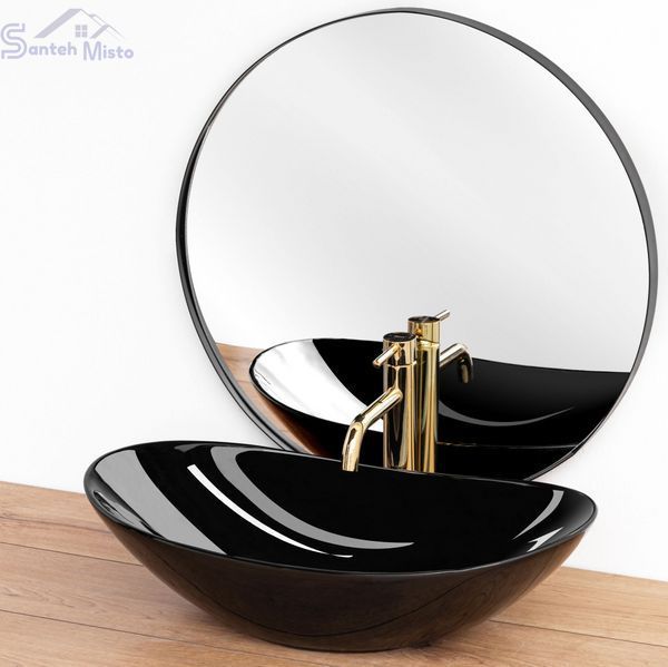 Умивальник (раковина) REA ROYAL 60 BLACK чорний накладний * REA-U0445 фото