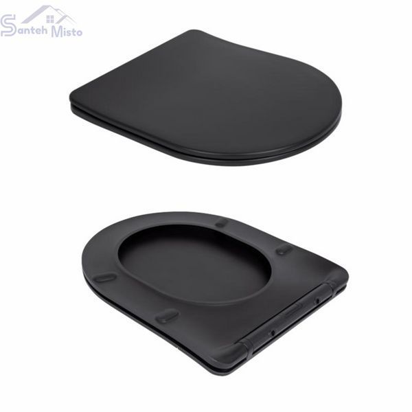 Унітаз підвісний Qtap Robin New Ultra Quiet безобідковий з сидінням Soft-close MATT BLACK QT13332381АSMB SD00052574 фото