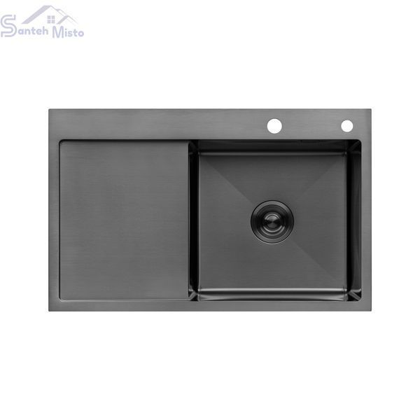 Комплект кухонной мойки Kroner KRP Schwarze - 7849RHM PVD Графит SM026609 фото