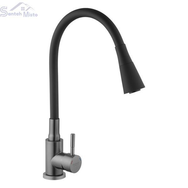 Комплект кухонной мойки Kraft HM 6845 NANO BLACK SM6105 фото