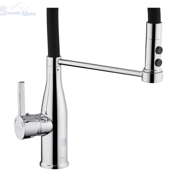 Комплект кухонної мийки Kraft KRF 5050 decor (3.0/1.0 мм)+Змішувач для кухні Kroner KRP Ersel - C03111BLK SM40320 фото