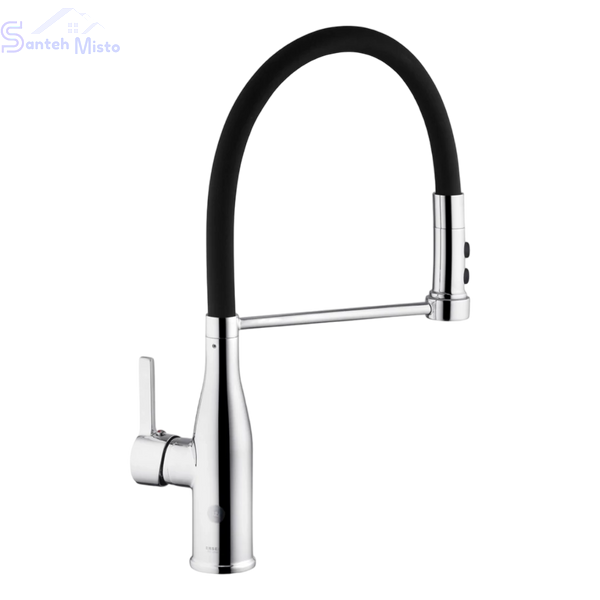 Комплект кухонної мийки Kraft KRF 5050 decor (3.0/1.0 мм)+Змішувач для кухні Kroner KRP Ersel - C03111BLK SM40320 фото