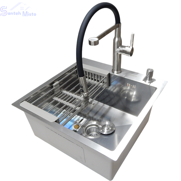 Комплект кухонної мийки Kraft KRF 5050 decor (3.0/1.0 мм) SM3090 фото