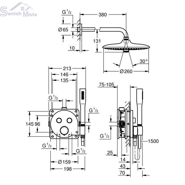 Душова система прихованого монтажу Grohe QuickFix Precision SmartControl 34878000 CV033884 фото