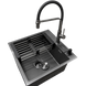 Комплект кухонной мойки Kraft NANO BLACK PVD HS50*50(3.0/1.0 мм) декор SM6210 фото 3