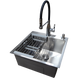 Комплект кухонної мийки Kraft KRF 5050 decor (3.0/1.0 мм)+Змішувач для кухні Kroner KRP Ersel - C03111BLK SM40320 фото 1