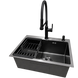Комплект кухонної мийки Kraft NANO BLACK PVD HS 540*480мм Декор (3.0/1.0 мм)+Змішувач для кухні Kroner KRP Ersel - SCH03112BLK SM2950 фото 4