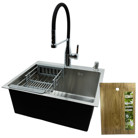 Комплект кухонной мойка Kraft KRF 5448 decor (3.0/1.0 мм) SM1714 фото