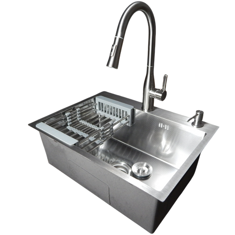 Комплект кухонной мойки Kraft HM 6045 DECOR (3.0/1.0 мм) SM529 фото