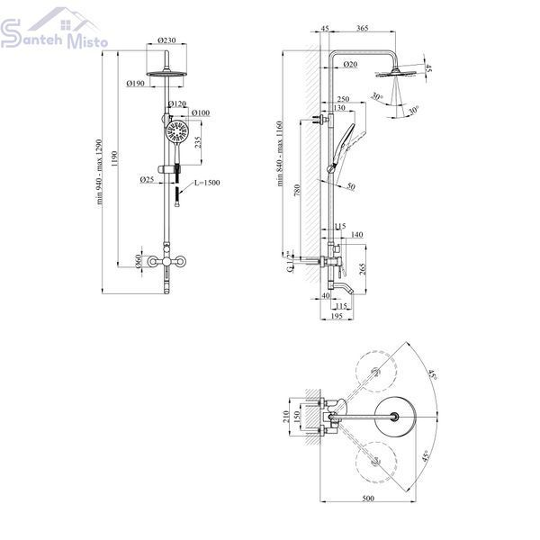 Душова система Kroner KRP Edelstahl Klassisch - SCH063 CV025650 фото