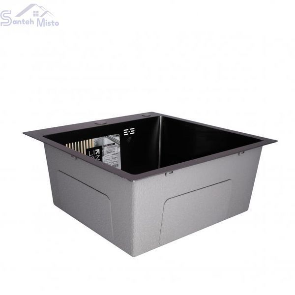 Комплект кухонной мойки Lidz Handmade H5050B Black PVD 3,0/1,0 мм SM368 фото