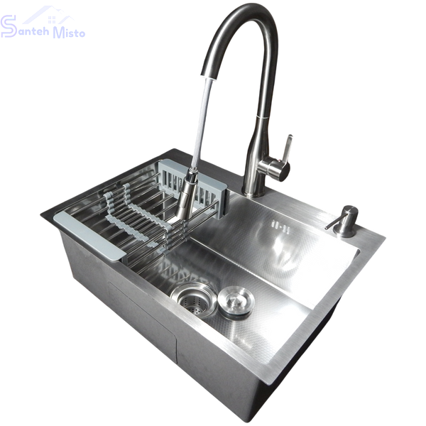 Комплект кухонної мийки Kraft KRF 6045 DECOR (3.0/1.0 мм) SM529 фото