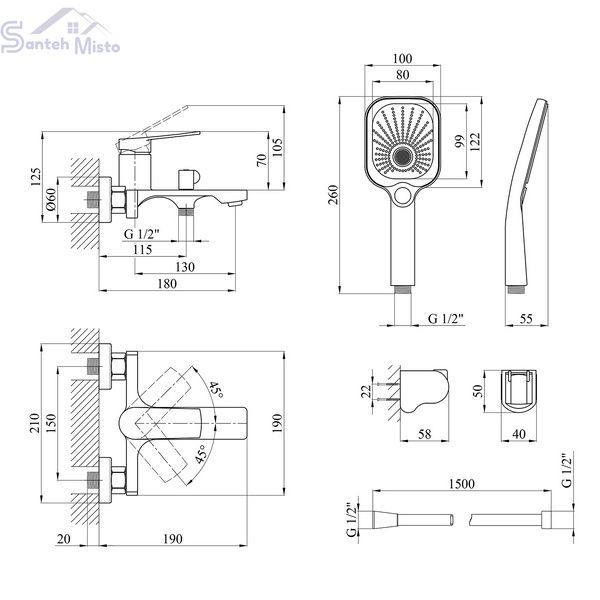 Набор змішувачів Kroner Makon-GRP060 + змішувач Makon-GRP010 CVS30156 фото