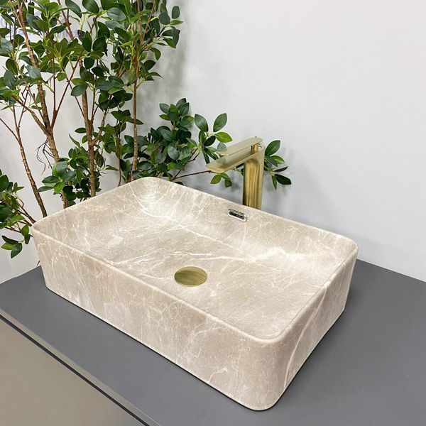 Умивальник (раковина) VBI ARABBA M BEIGE STONE MATT накладний VBI-013504 фото