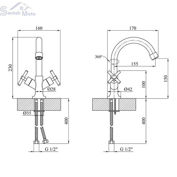 Смеситель для раковины Kroner KRM Aller - C010 CV012063 фото