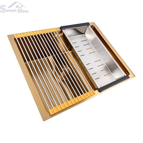 Кухонная мойка Valeso Handmade CM 54*44 Workstation золото PVD, монтаж под столешницу 50200 фото