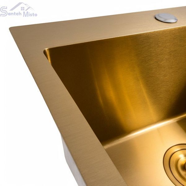 Кухонний комплект: Мийка Valeso Handmade 50x50 PVD Золото + Змішувач Valeso JW449 PVD Золото 52674 фото
